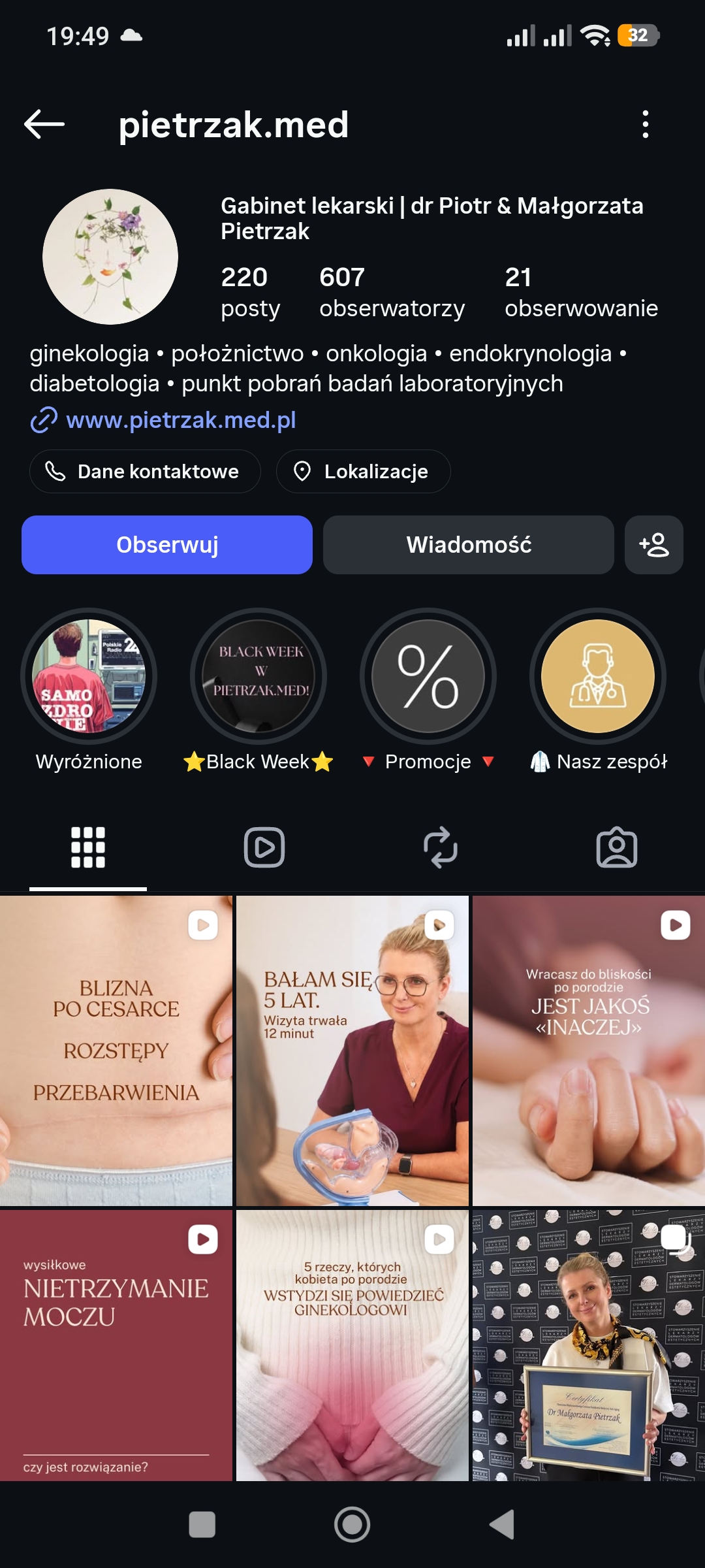 Profil Instagram Pietrzak.Med