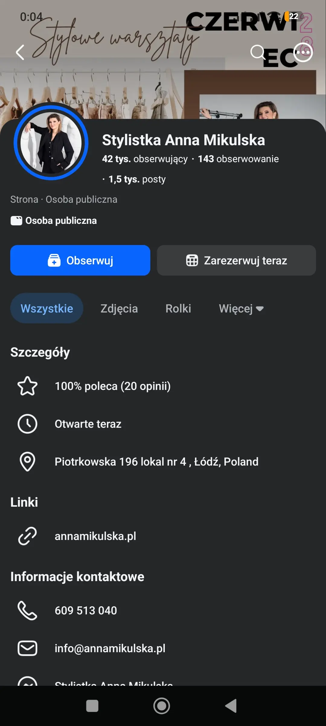 Profil Instagram Ania Mikulska